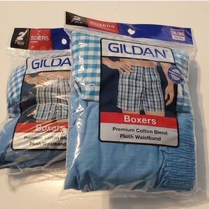 NEW 4 PAIR 2XL 44 45 46 premium cotton boxers BLUE boxer shorts  Gildan NWT